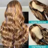 Perruque Lace Front Wig naturelle Body Wave colorée Full HD 360, cheveux humains, à reflets, 13x4, blond miel, pour femmes