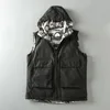 Męskie kurtki zimowe podwójne podwójne noszenie na zewnątrz wiatrowoodporne kamizelki z kapturem swobodny ciepły ciepłe kieszenie młodzież luźne przytulne topy bez rękawów