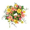 Couronne de fleurs décoratives en marguerite, tournesol de printemps, suspendue, 15 pouces, pour décorations extérieures, porche