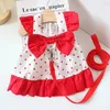 Dog Apparel Red Fashion Sweet Princess Skirt Pet Clothing Dot Dress Dogs Clothes Cat Small Print Cute Thin Summer Puppy Dresses