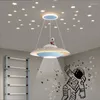 Lampy wisiork nowoczesne kosmiczne przestrzeń eleienia lampa sufitowa oryginalność Inteligentna LED żyrandol chłopcy pokój dziewczyna w pomieszczeniu Dekorat Luminaires