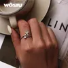 Solitaire Ring WOSTU Real 925 Sterling Silver Faraway Rings For Women Party Jewelry Gift Clear CZ Adjusetable Rings CQR623 YQ231207