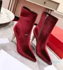 bottes bottes en cuir de luxe à semelle rouge Sceptre talon en fer fermeture éclair latérale hiver sur les bottines classiques au genou