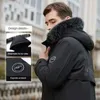 Homens para baixo Parkas Casaco Aquecido Mens Jaquetas Inverno Proteção Intensificação Parka Homem Cabelo Falso Pato Branco Alta Pilha Com Capuz 231207