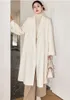 Bathrobe double-sided cashmere coat for women's autumn and winter long lace up high-end woolen jacket
