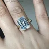 Solitaire Ring SpringLady 925 Sterling Silver 8*10mm Emerald Cut Four-claw White High Carbon Diamond Ring Women's Fine Jewelry Accessories YQ231207