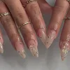 Kunstnagels 24 stuks roze ronde kop amandel nepnagels met hartvorm strass draagbaar ballerina kunstnageltips volledige dekking druk op de nagel 231207