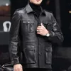 Hommes en cuir Faux véritable hommes vestes col rabattu manteaux à simple boutonnage automne hiver fourrure détachable mâle Vintage pardessus 231207