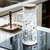 Waterflessen 1000 ml 1500 ml Verdikte glazen ketel Bamboe deksel met filterdeksel kan worden toegevoegd aan de voor sap en koffie 231206