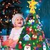 クリスマスの装飾diyキャンディケインで装飾的な子供たちのためのフェルトツリー雪だるま前幼稚園のおもちゃリビングルーム