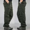 Pantalons pour hommes Hiver Épaissir Polaire Hommes Casual Coton Salopette Armée Multipoche Pantalon Militaire Thermique Cargo Tactique Vêtements 231206