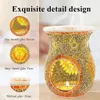 Decorative Objects Figurines Mosaic Glass Wax Melt Oil Burners Candle Holder Essential Oil Diffuser Decor 231206