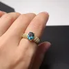 Blue and Pink Topaz 925 Silver Ring 6mmx8mm 1ct Natural Topaz Ring Sterling Silver 18K Gold Plating Topaz smycken