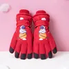 Children's ski gloves with plush and thick insulation, non slip gloves, cartoon waterproof and cold resistant for boys and girls