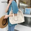 Evening Bags Women Large Soft Tote Bag Faux Leather Shoulder Bag Green White Brown Summer 231207