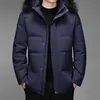 Herr ner parkas vit ankajacka varm huva tjock puffer kappa manlig avslappnad hög kvalitet överrock termisk vinter parka män 231207