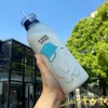 Ny 1000 ml sötaste vattenflaskan panda björn frostade glas med lock och halmtecknad flaskan läcksäker drycker protein shaker