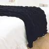 담요 청키 니트 담요 원사 퍼지 chenile 라인 팔 니트 쿠션 침대 소파 홈 장식을위한 두꺼운 부피가 큰 DIY