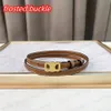 Designer Narrow Belt for Women Elegant Classic Leather Belts Fashion Smooth Buckle 1.3 CM Wide