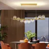 샹들리에 현대 긴 천장 샹들리에 서스펜션 유리 공 g9 테이블 식당 부엌 매달려 램프 사무실 프론트 데스크 조명을위한 LED