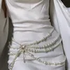 Other Fashion Accessories Elegant Fashion Imitation Pearls Tassel Waist Chains Body Jewelry Belly Chain For Women Bridal Wedding Accessories Waistband 231206