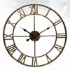 Wall Clocks 40/45CM Nordic Metal Roman Numeral Retro Iron Round Face Black Gold Large Outdoor Garden Clock Home Decoration