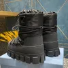 Designer feminino preto branco botas de neve sapatos de esqui à prova dwaterproof água náilon rendas até inverno bota plataforma quente tornozelo botas