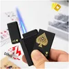 Tändare Creative Jet Torch Green Flame Poker Lighter Metal Windproof Spelar Kort Roman Funny Toy Reting Accessories Gift D Drop Del Dhd1q