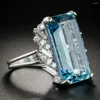 Cluster Rings Border E-Commerce Selling Luxury Topaz Engagement European och American Sapphire Hand smycken grossist