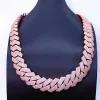 20mm 24 -tums hiphop smycken isad kubansk kedjehalsband 3Rows Rose Gold Cuban Link Chain LL LL