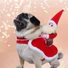 Vêtements pour chiens Costume de Noël pour animaux de compagnie Chat Manteau à capuche d'hiver Vêtements Père Noël Halloween Vêtements de fête Carlin Disfraz