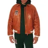 Alligator Grain Orange Bomber Leather Jacket USA Size Avirex Casual Athletic Thick Sheepskin Flight Suit Cool Iffcoat