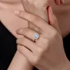 1 Karat Moissanit-Ringe für Frauen, Verlobungsgeschenk, ihre Sonnenblume, 925er-Sterlingsilber, Mossinat-Hochzeit