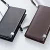 Wallets Zipper Closure Outdoor Large Capacity Men Wallet Long Purse Business PU Leather Travel Fashion Portable Phone Bag Striped Clutch