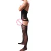 Lingerie maschile Indumenti da notte Con apertura sul cavallo Bodystocking Uomo Catsuit Calza sexy per il corpo Camicia da notte Biancheria intima erotica Halter Body