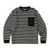 Men's T Shirts Autumn And Winter Striped Long-sleeved Shirt Tooling Round Neck T-shirt Top