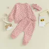 Kleidung Sets Herbst Baby Kleidung Set Kleinkind Mädchen Blumen Druck Sweatshirt Tops Jogginghose Stirnband 3 stücke Anzug Kinder Casual Outfits