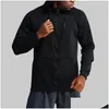 Yoga Outfit Hommes Nouvelle veste à capuche à fermeture à glissière décontractée à manches longues en plein air Jogger Fitness Sports Tissu brossé double face Matériel d'extérieur Dhguw