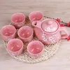 Set da tè Teiere giapponesi con fiori di ciliegio Set 1 pentola 6 tazze Bicchieri in ceramica Tea Home Office Bollitore Drop