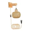 Vägglampa bambu sconce hand vävd montering e26 bas badrum fåfänga ljus för sovrum kök hem hallen