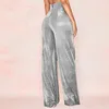 Women's Pants Glitter Sequin Stage Dance Sparkly Women Wide Leg Trousers Fashion Elegant Casual Simple Shiny Night Out Clubwear