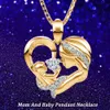 Mother 1pc Fashion and Baby Heart-shaped Pendant Necklace for Men Women