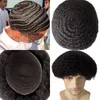 Pezzi di capelli umani di colore nero onda 10mm 8x10 parrucchino pieno di pizzo per uomini neri malesi vergini remy posticci afro-americani