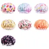 Kids Girls Boys Waterproof Shower cap Baby bathroom hair caps Silky Satin Bonnet Cap Turban Hat Cartoon Print Night Sleep Cap