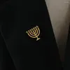 Broches judaicos menorah fecho fivela broche para camisa masculina lapela pinos emblema de aço inoxidável presente jóias deus shabbat favor do casamento