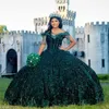 Smaragdgrüne Pailletten Quinceanera Kleider 2024 Prinzessin Sweet 16 Jahre Mädchen Geburtstag Party Kleider Perlen Vestidos 15 De Quinceanera