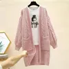 Women's Knits Women Open Front Knitted Cardigan Autumn Winter Luxury Sheep Cashmere Loose Chunky Sweater With Pockets Outerwear Coats