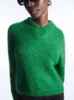 Kvinnors tröjor kvinnor 2023 Autumn Fashion Casual Style Raglan Knit Retro Long Sleeve Chic Chicken Neck All-Match Sweater Mujer