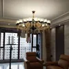 Europejski luminaire szampan krystaliczny żyrandol salon luksusowa atmosferyczna restauracja lampy wiszące oświetlenie sypialni