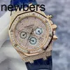 Men Audemar Pigue Watch Aebby Royal Large Oak Oak Mens Kwarc Ruch wielofunkcyjny Seria EPIC Seria 26022or Old Diamond Full Sky Star 18K Rose Gold Mzztn